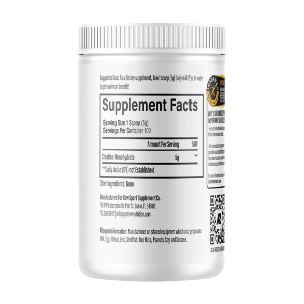 Raw Nutrition Creatine Monohydrate 100 servicios (500g)
