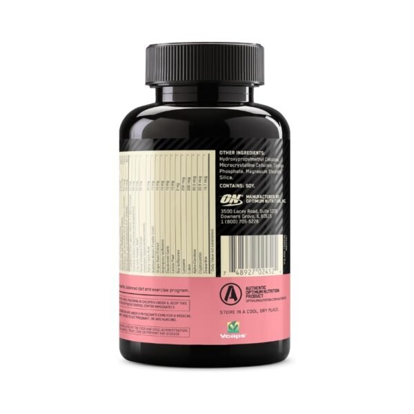 tabla nutricional de OPTI WOMEN para mujeres activas, ideal para salud y energía.