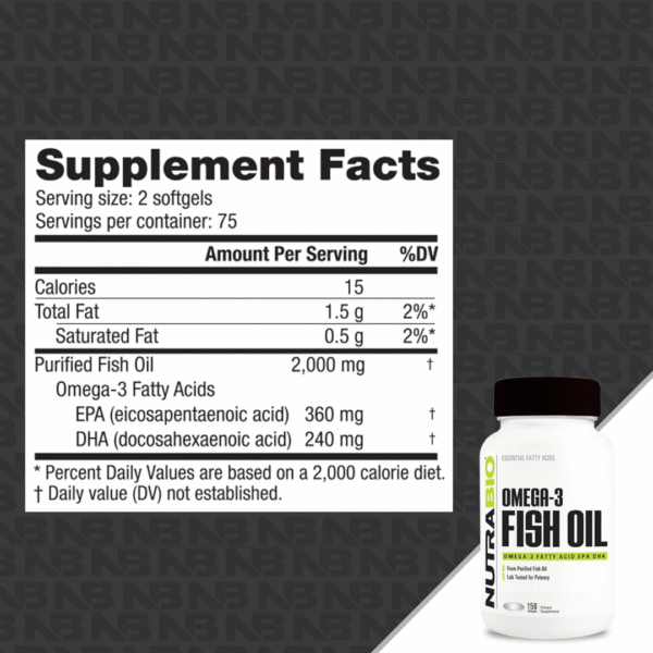 NutraBio Omega-3 Fish Oil 150 Softgels