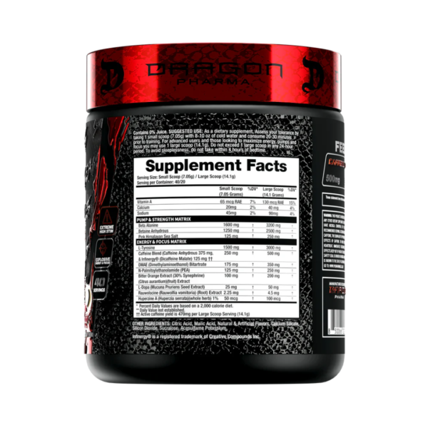 tabla nutricional del pre entreno daddy aioli