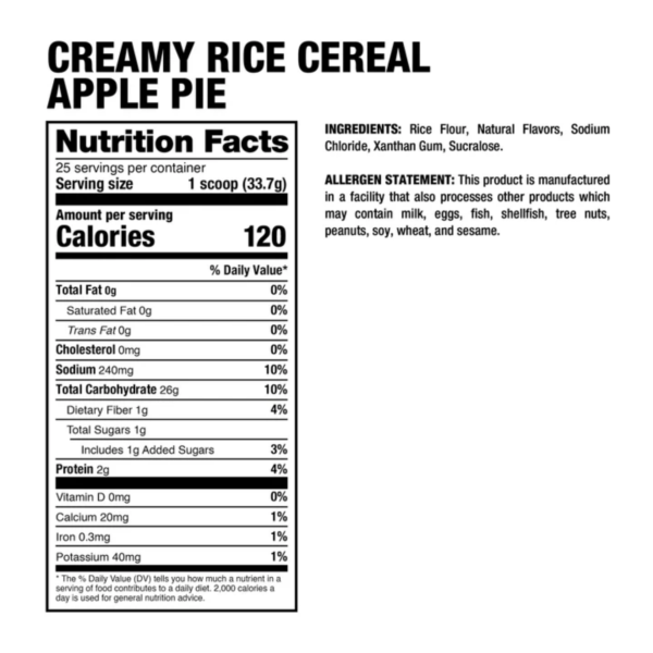 Creamy Rice Cereal APPLE PIE TABLA Creamy Rice Cereal - Dragon Pharma