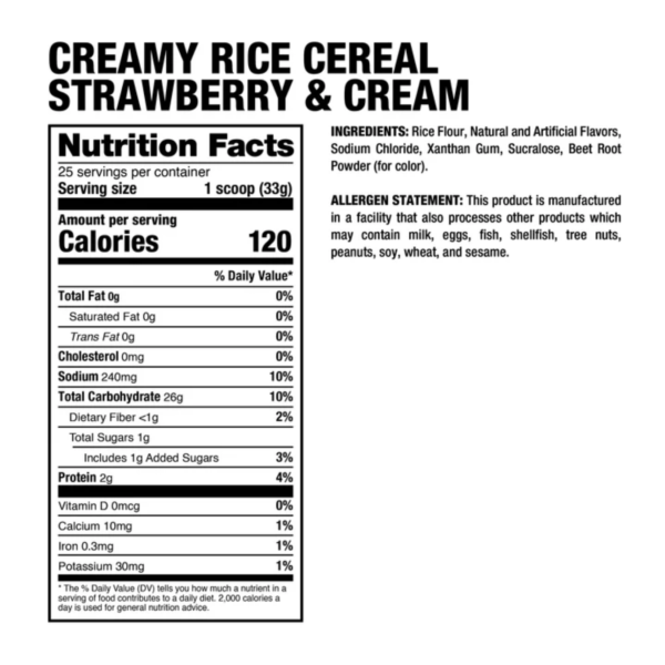 Creamy Rice Cereal strawberries and cream TABLA Creamy Rice Cereal - Dragon Pharma
