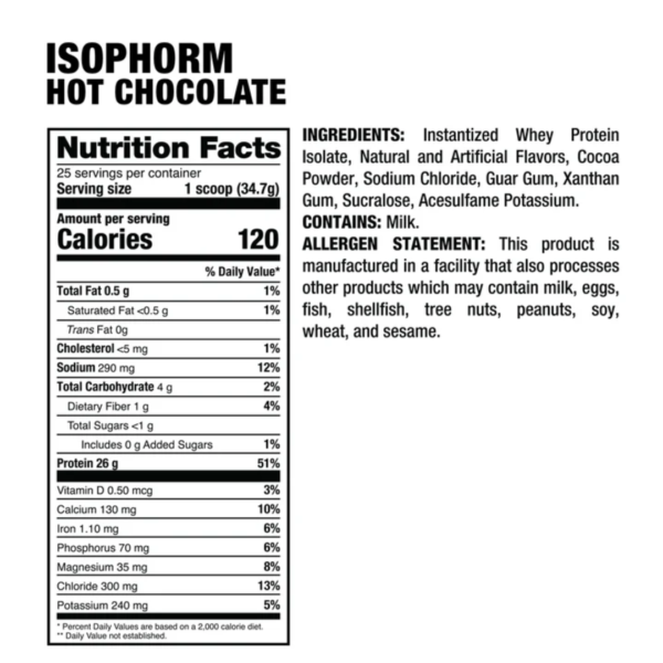 ISOPHORM HOT CHOCOLATE TABLA ISOPHORM 2lb -Dragon Pharma