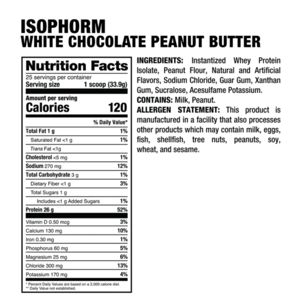 ISOPHORM WHITE CHOCOLATE PEANUT BUTTER TABLA ISOPHORM 2lb -Dragon Pharma
